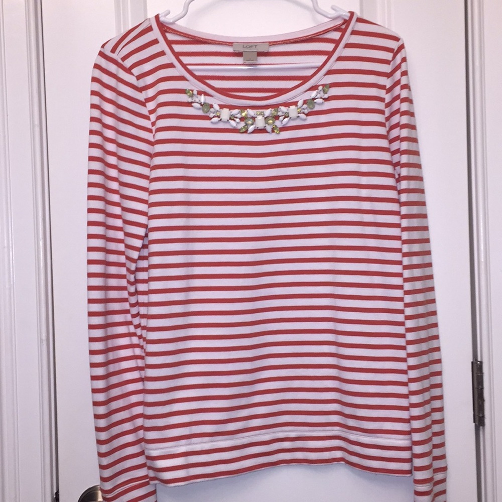 Loft embellished crew neck pullover